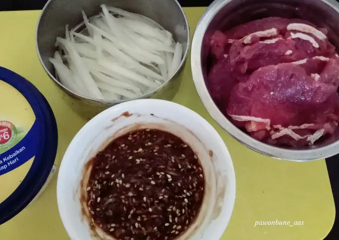 Langkah-langkah untuk membuat Cara membuat Beef Bulgogi (sederhana ala rumahan)