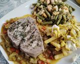 Foto del paso 1 de la receta: Atún al Vapor con Fritada de Pimientos Rojos y Verdes Thermomix