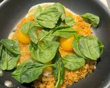 A picture of step 4 of Eggs Fried in Parmesan Breadcrumbs with Wilted Spinach.