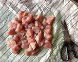 A picture of step 1 of Pesto cream chicken with mushrooms and broad beans.
