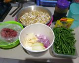 Foto langkah ke 1 dari resep Tumis Daging Sapi Giling Kacang Panjang&Tauge.
