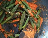 A picture of step 5 of Aachari Bhindi.