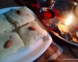 A picture of step 8 of Nariyal mithai.