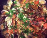 Peccheri tészta vájókagylóval és garnélával 🇮🇹 Paccheri alle vongole e gamberi recept fázis 4 fotója