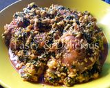 A picture of step 5 of Egusu soup with ugu.