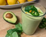 A picture of step 1 of Orange Ginger Avocado Jalapeño & Spinach Smoothie.