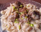 Foto del paso 7 de la receta: Pasta🍝 de conchitas con albóndigas de arvejas😋😊🤔