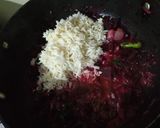 A picture of step 8 of Beetroot Biryani pulao.