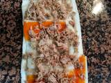Rollitos de pan bimbo con atún, mahonesa y palitos de surimi