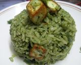 A picture of step 8 of Palak/Spinach Paneer Brown Rice Pulao (no onion no garlic).
