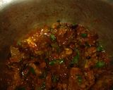 A picture of step 2 of Goat meat wetfry served with ugali n spinach.