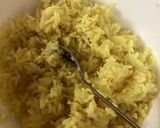 A picture of step 5 of Halal guys style tuna and rice with white sauce (made in the microwave)!.