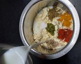 A picture of step 1 of Besan Drumstick curry.