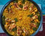 Foto del paso 7 de la receta: Arroz integral con pollo y langostinos
