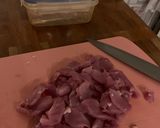 A picture of step 1 of Pork and mushroom stir fry.