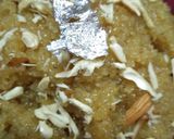 A picture of step 4 of Bulgar wheat halwa.