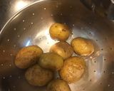 A picture of step 2 of Aloo (Potato) Bharta: 4 different types of 'Mashed Potatoes' with 'Desi Twists'.