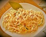 Foto del paso 12 de la receta Espaguetis con champiñones, bacon y calabacín