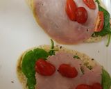 A picture of step 4 of Flat multiseed Bread, with Ham,Spinach, Tomato & Soft Cheese.