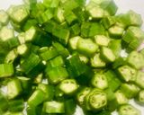 A picture of step 1 of Chettinad Special Bhindi Tamarind Pachadi.