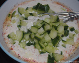 A picture of step 5 of Cucumber soup with yogurt, raisins and walnut (Aab- dogh khiar).