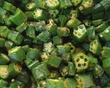 A picture of step 2 of Green sabzis (Bhindi).