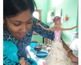 A picture of step 15 of Barbie doll cake.