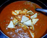 A picture of step 11 of Shahi paneer matar masala.