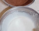 A picture of step 8 of Valentine's special Vanilla Chocolate Heart Cake / Zebra cake / Eggless cake.