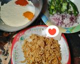 A picture of step 1 of Biryani pakorey.