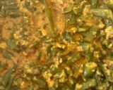 A picture of step 6 of Guvar tul nu shaak (cluster bean curry with sesame seeds).