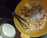 A picture of step 2 of Mango malpua with fresh cream.
