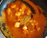 A picture of step 4 of Paneer in red gravy.