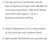 A picture of step 1 of Bharwa bhindi receipe.