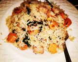 A picture of step 7 of Spinach corn sausage rice.
