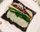 Hình bước làm 2 của món Kimbap rau củ chiên