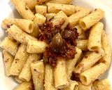 A picture of step 3 of Rigatoni with Sun-Dried Tomato and Olive Pesto.
