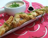 A picture of step 6 of Tempura with chicken corn soup 🌽.