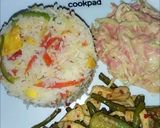 A picture of step 11 of French beans chicken and veg fried rice.