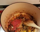 A picture of step 6 of Merguez Sausage and Cumin Lentils with Dandelion Greens.
