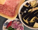Hình bước làm 1 của món Cà tím xào thịt băm