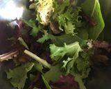 A picture of step 1 of Green Salad with lobster.
