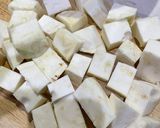 A picture of step 1 of Celeriac and Bramley apple soup.
