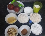 A picture of step 1 of Apple Cake twisted garnishing with milkmaid and honey.