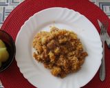 Rakott 🍚 rizses hús 🥔 maradék sertéspörköltből 🍖 recept fázis 3 fotója