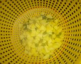 A picture of step 2 of Irish Potato source with white macaroni.