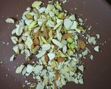A picture of step 3 of Rava besan dry fruit laddu.