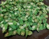 A picture of step 2 of Bhindi curry/ladies finger curry.