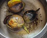 A picture of step 7 of Maharashtrian Bharli Vangi in Pressure Cooker.