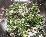 A picture of step 3 of Koral leaves bhaji.